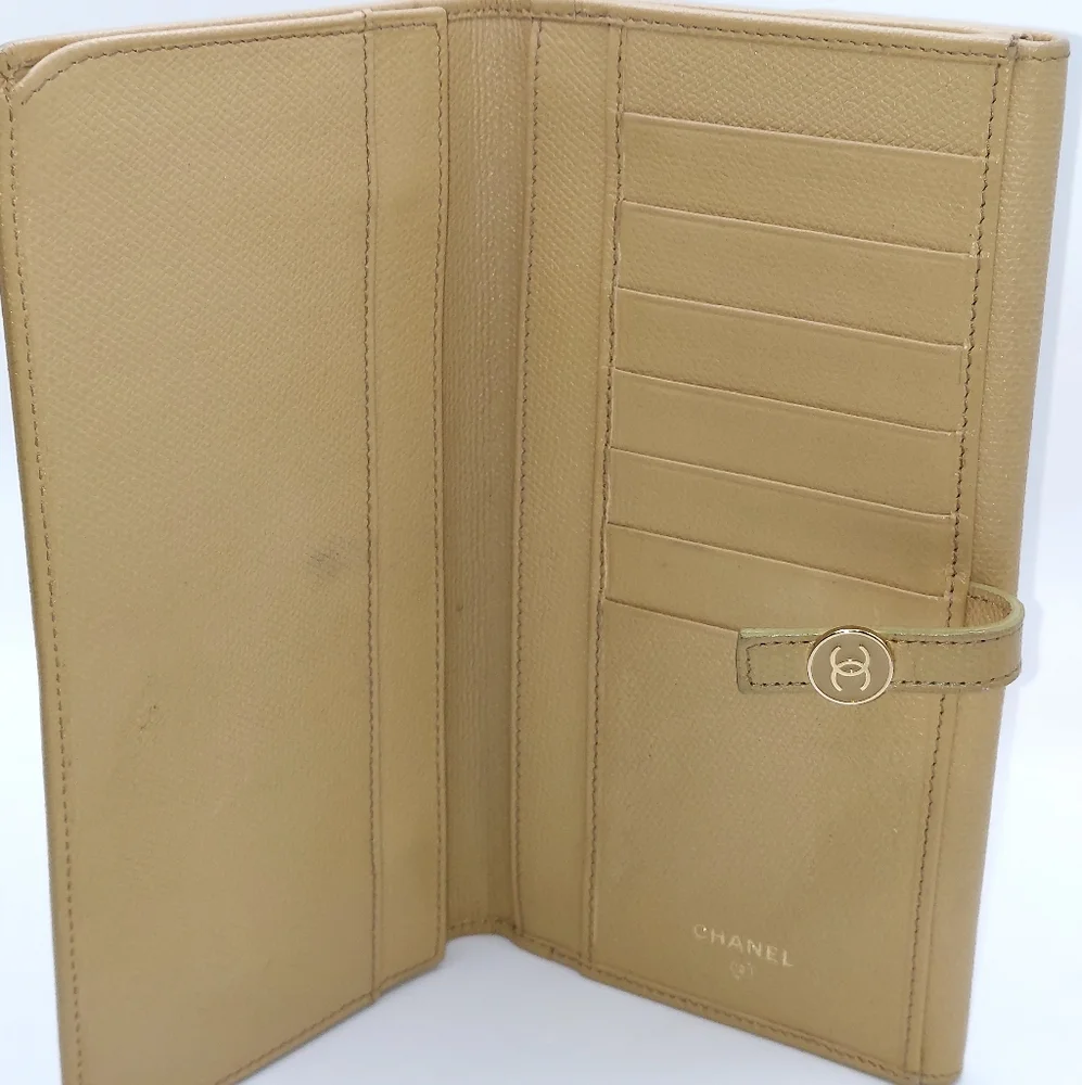 Chanel Caviar Leather Long Wallet Carmel, Beige.